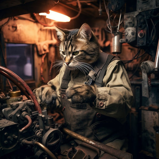 Hardworking Engineer Soldier Black Cat Artwork Prints