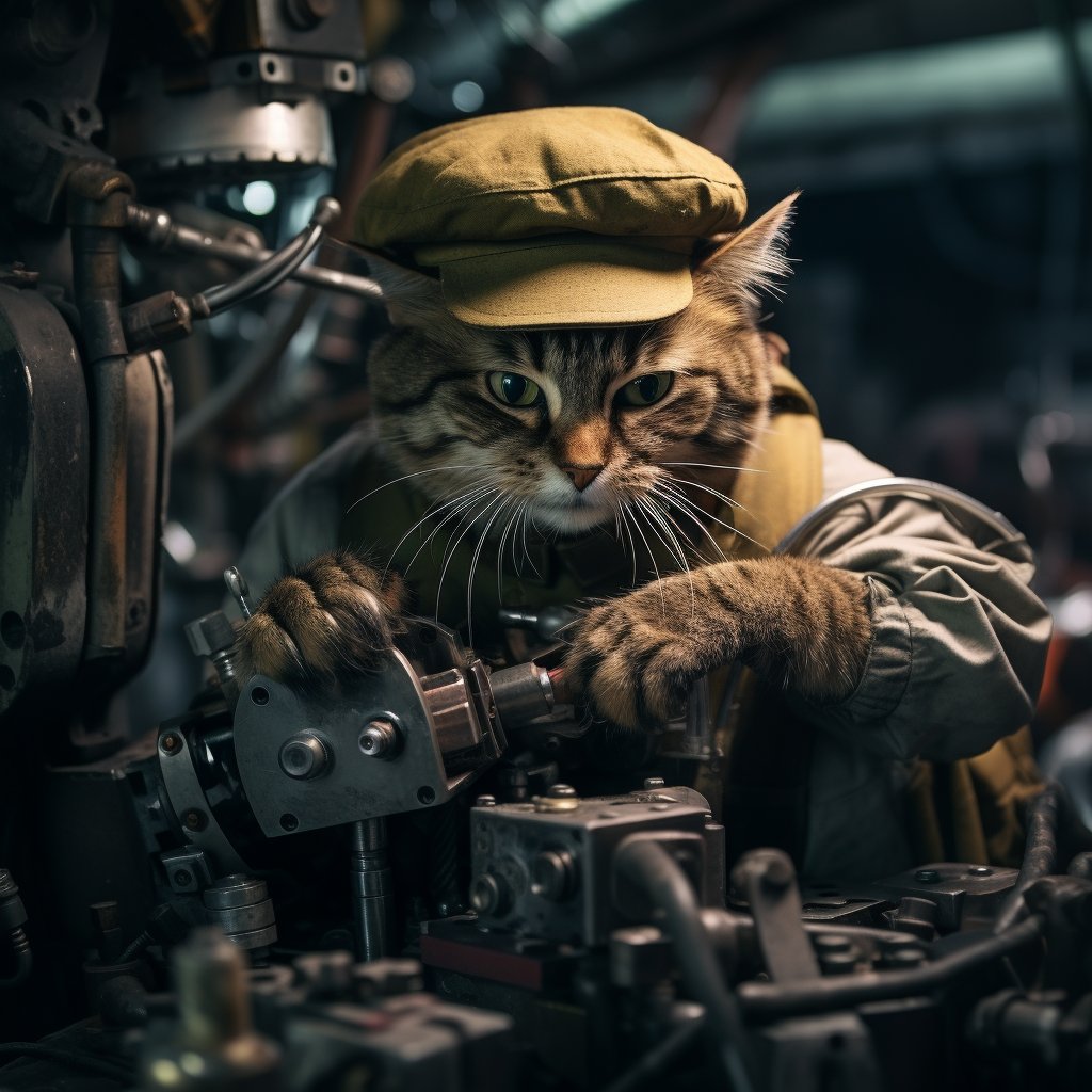 Disciplined Engineer Soldier Black Cat Wall Art Prints