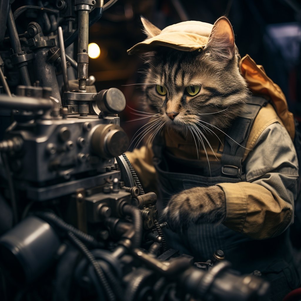 Diligent Engineer Soldier Medieval Cat Art Prints