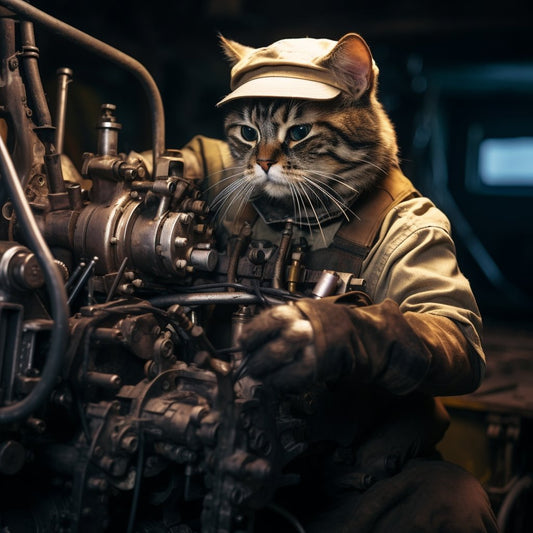Fearless Engineer Soldier Whimsical Cat Art Prints