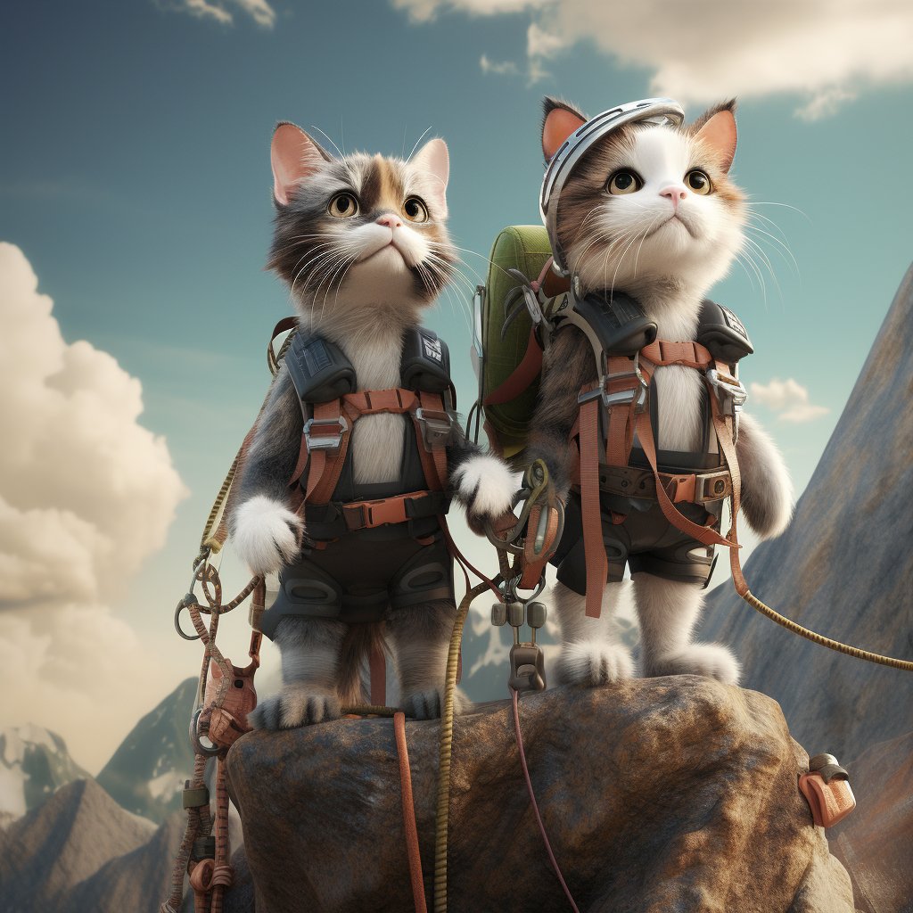 Wide Mountain Climber Pet Digital Art Portrait