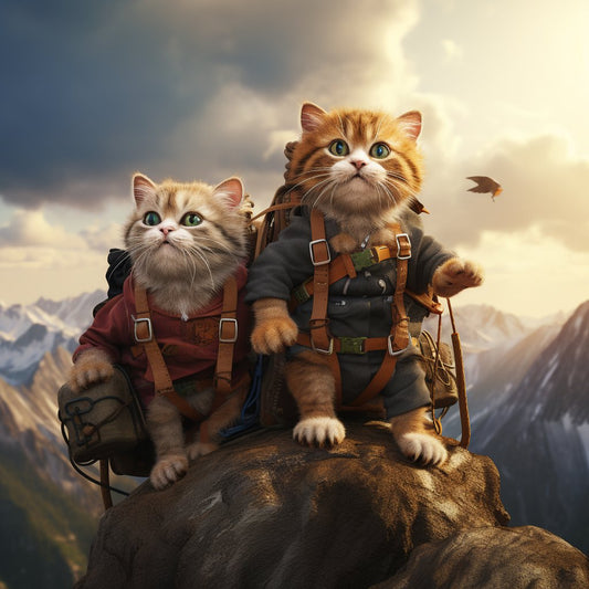 Energetic Mountain Climber Pet Portrait Art Pic