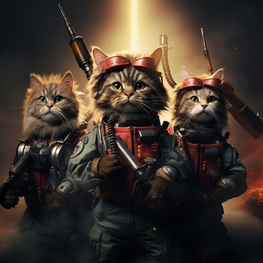 Committed Military Personnel Cat Wall Art Prints Canvas
