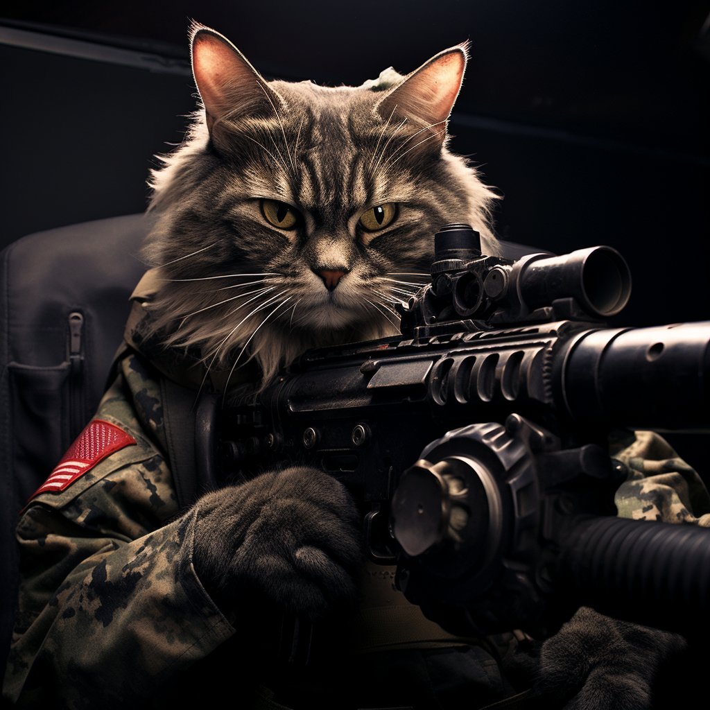 Fearless Heavy Machine Gunner Pet Paintings Art On Canvas