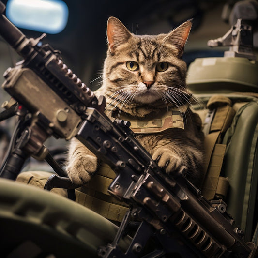 Tactical Mounted Machine Gunner Pet Canvas Picture Painting