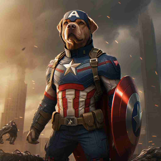 Captain America'S Fear-Defying Valor Pet Portrait Paintings