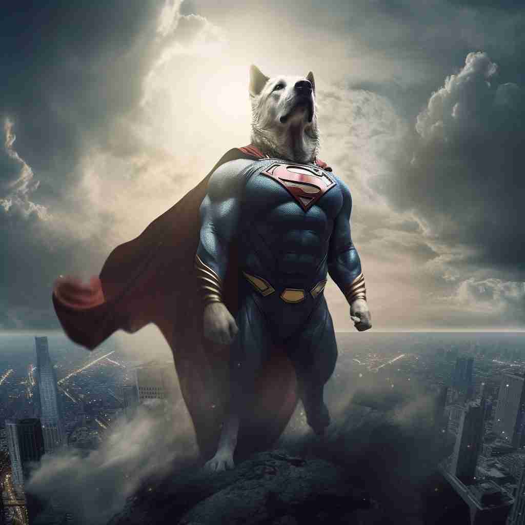 Immortal Superhero Dog Portrait Canvas Wall Art