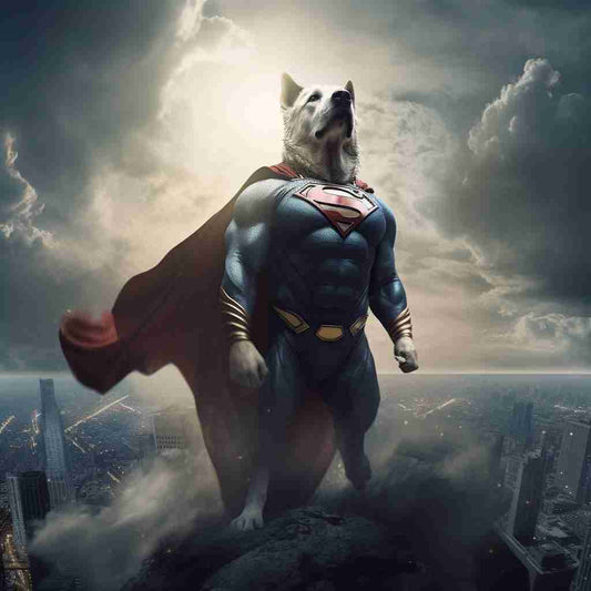 Immortal Superhero Dog Portrait Canvas Wall Art