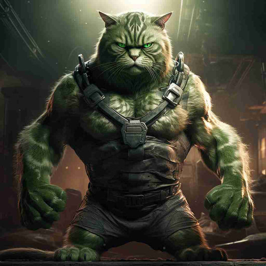 Funny Hulk Cat Face Art Images