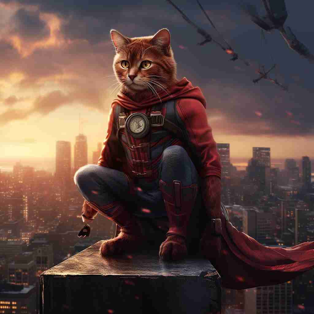 Heroic Spider-Man Fantasy Art Prints Cat
