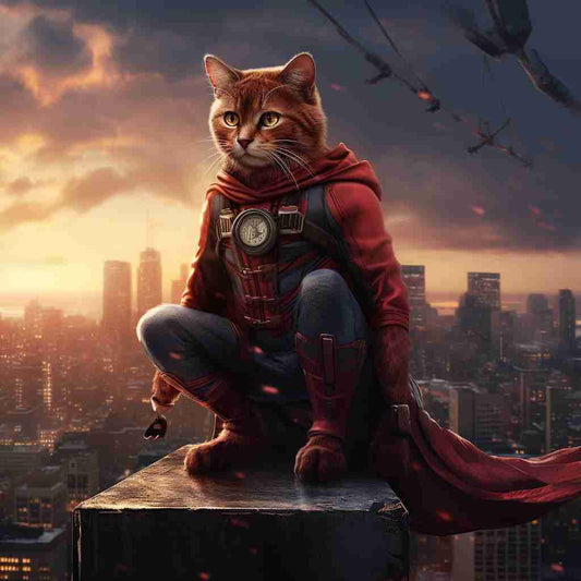 Heroic Spider-Man Fantasy Art Prints Cat