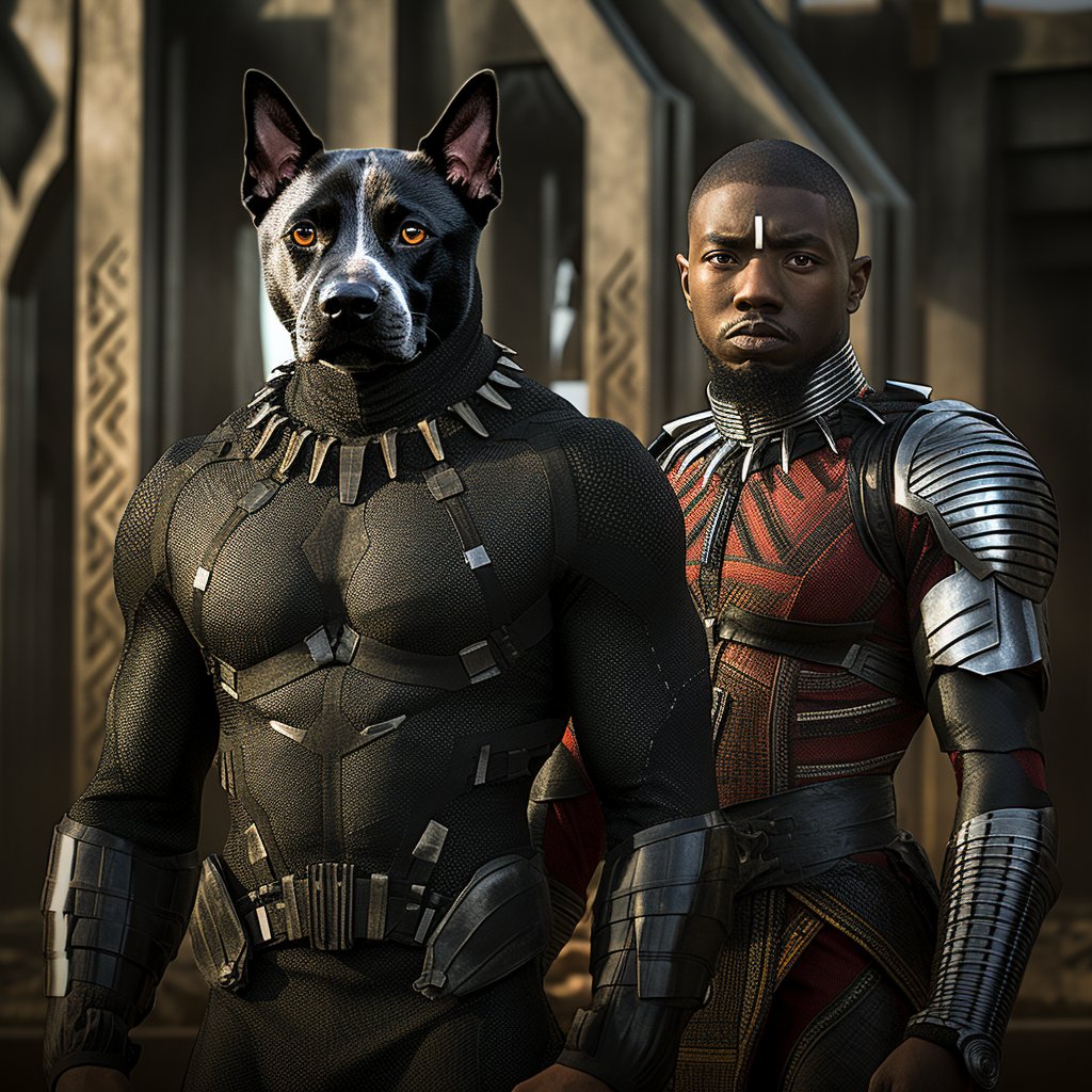 Black Panther Superhero Custom Pet Portraits for Cat and Dog Lovers