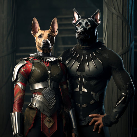 Dog and Owner Care Package: Black Panther Custom Pet Portraits