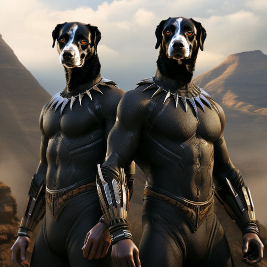 Gifts for Fox Red Labrador Owners: Black Panther Superhero Custom Pet Portraits