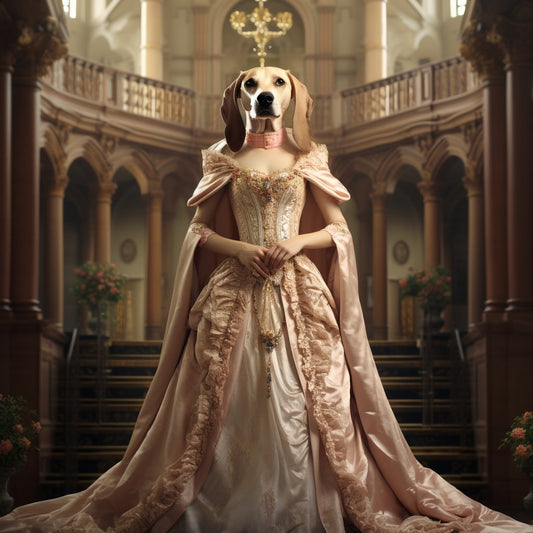 Whimsical Royalty: Renaissance Princess Pet Portraits for Funny Dog Owners
