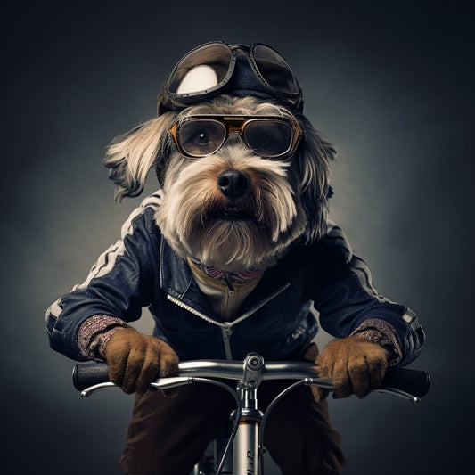 Canvas Expressions - Dog Portraits in Motion for Cycling Enthusiasts