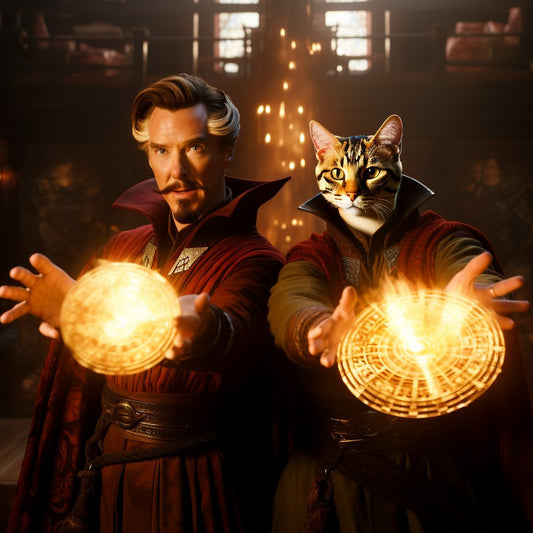 Lunar Charisma: Cat Moon Art Portrait