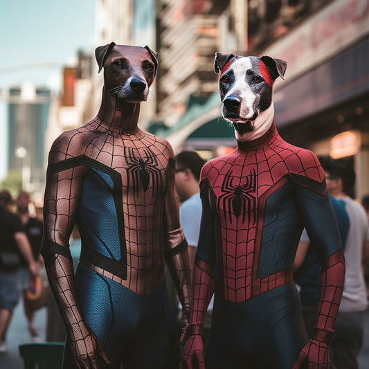 Canine Canvas Brilliance: Stylish Spider-Man Pet Portrait