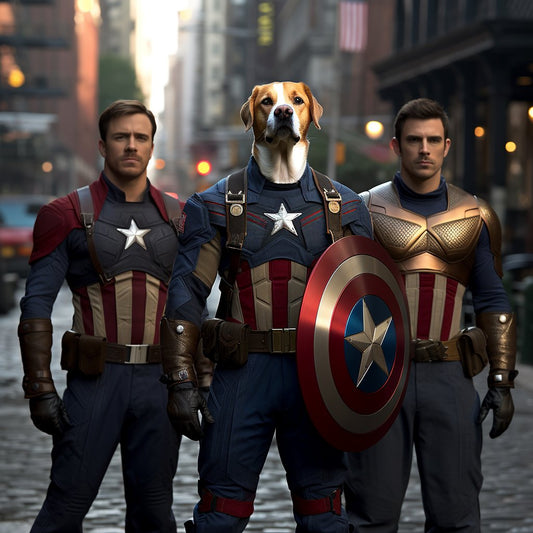 Patriotic Pooch Portraits: Heroic Face Paint Masterpiece