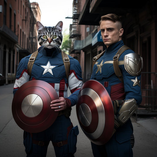 Vibrant Unity: Colourful Animal Portraits Celebrating and Captain America