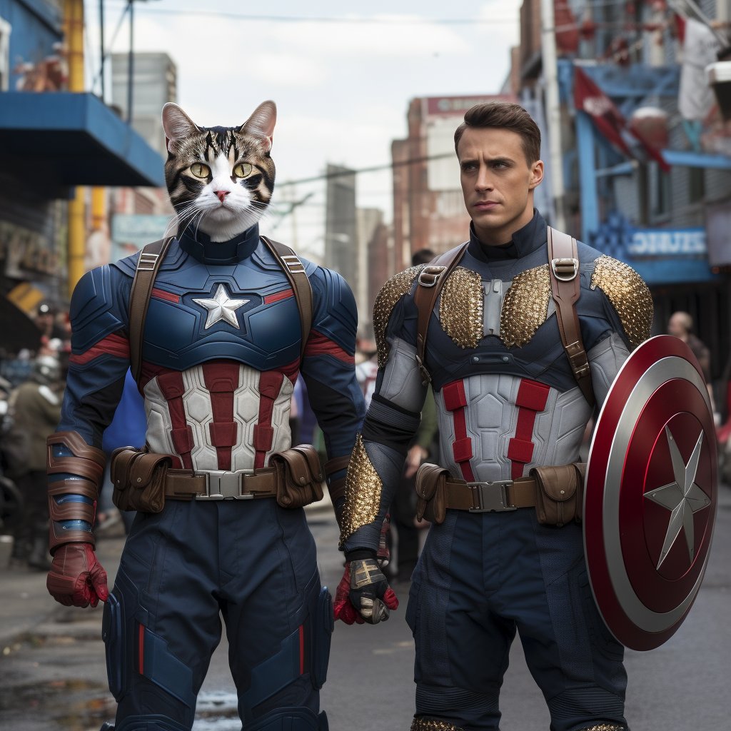 Heroic Harmony: and Captain America in a Family Portrait with Animals