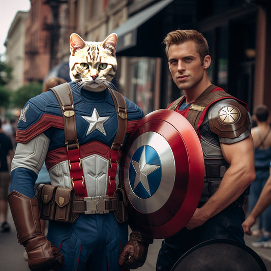 Heroic Harmony: Captain America-themed Pet Portrait