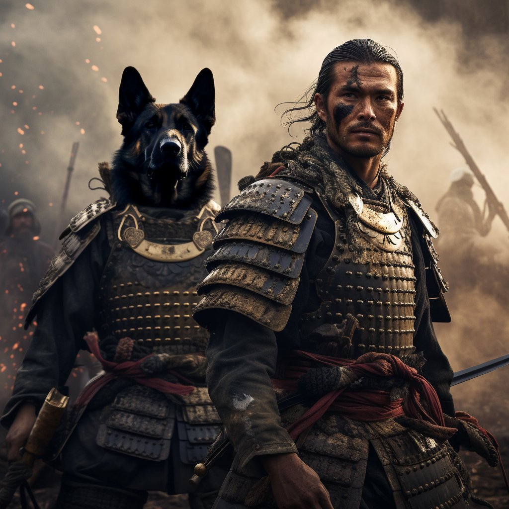 Samurai Bond: Hanging Canvas of and Master