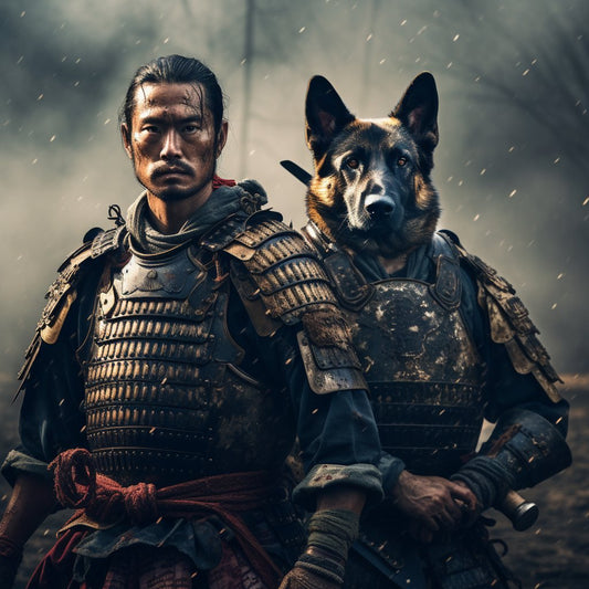 Samurai Soul: Original Canvas Art Depicting True Companionship