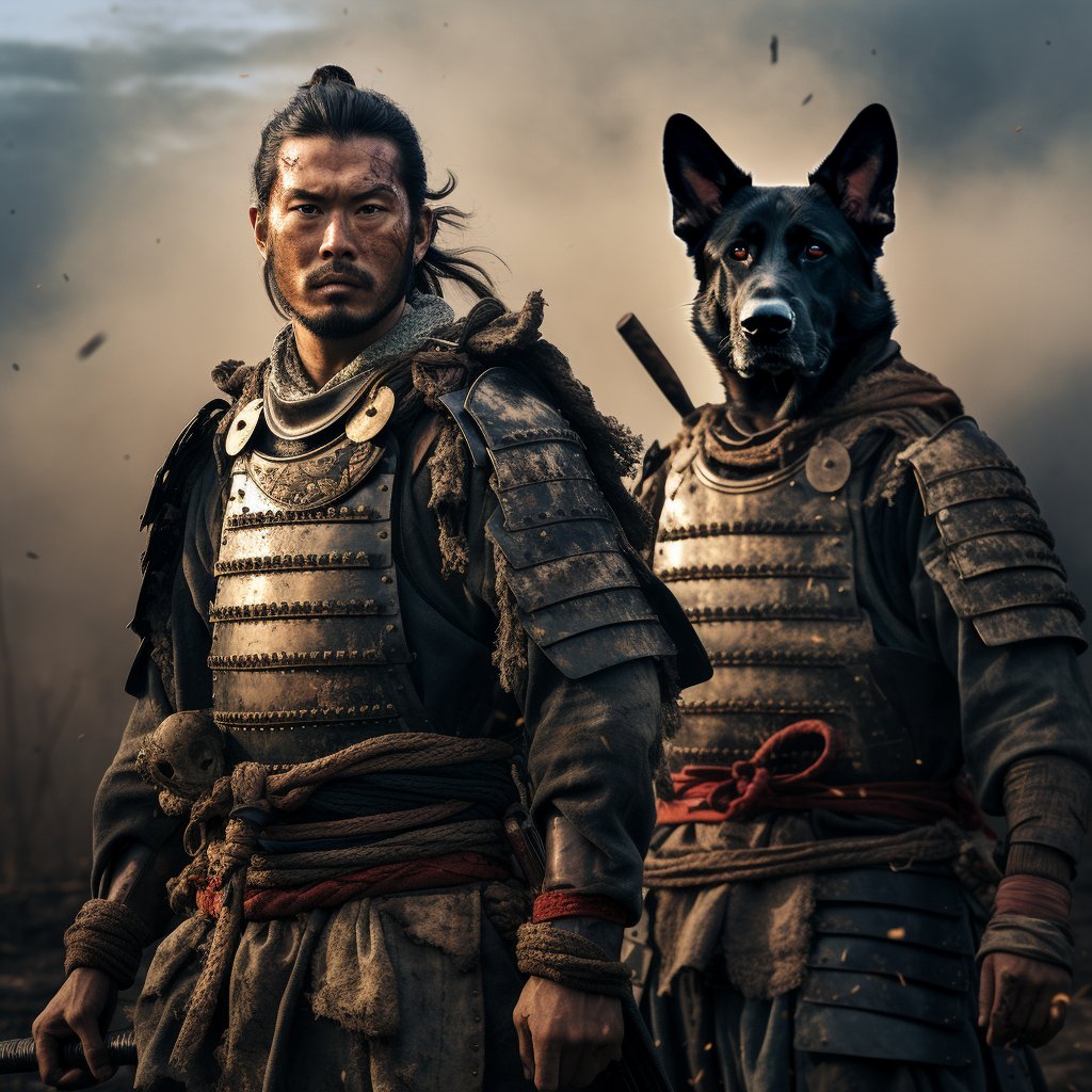 Epic Canvas Grandeur: and Samurai Master Unite in Artistic Splendor