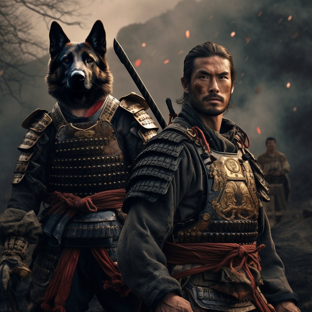Living Room Elegance: and Samurai Master in Modern Canvas Art