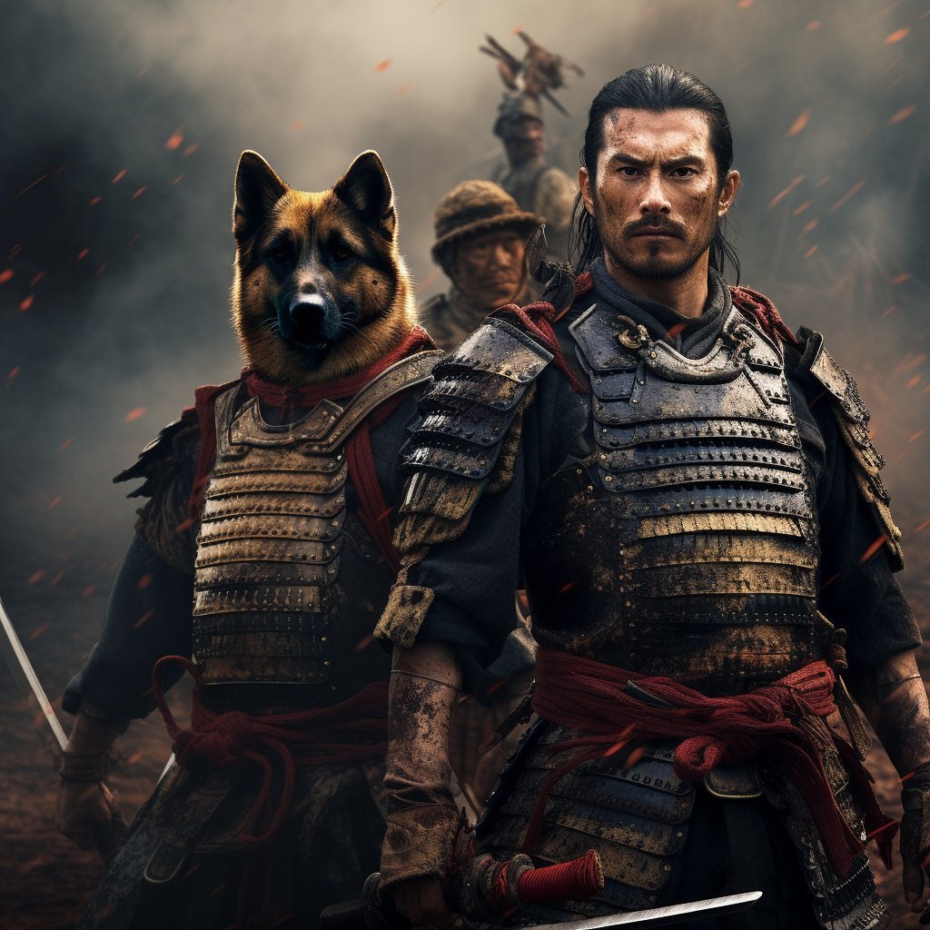 Family of Warriors: Personalized Samurai Portrait with