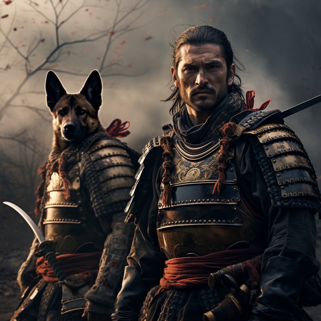 Bulldog Royalty: English Bulldog Samurai Print