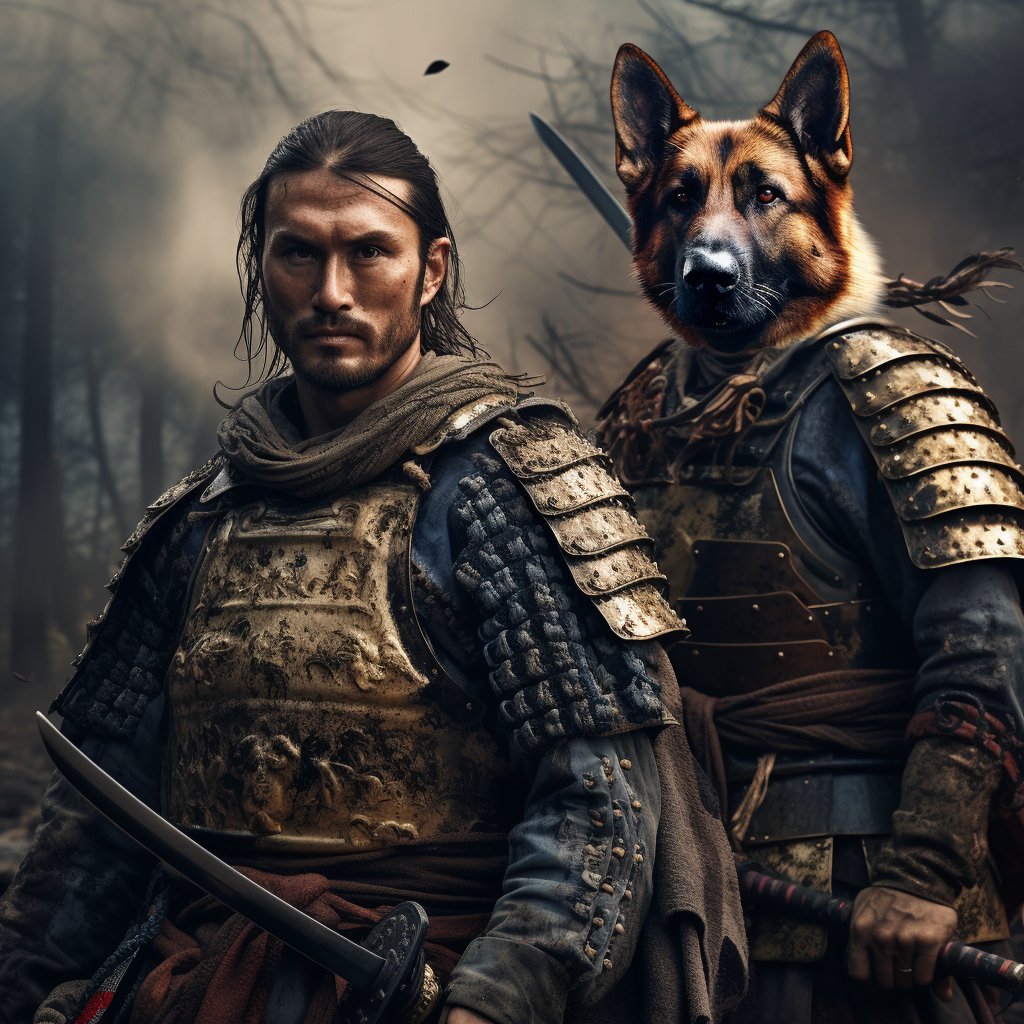 Petite Warrior: Small Dog, Big Heart - Custom Samurai Portrait