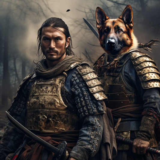 Petite Warrior: Small Dog, Big Heart - Custom Samurai Portrait