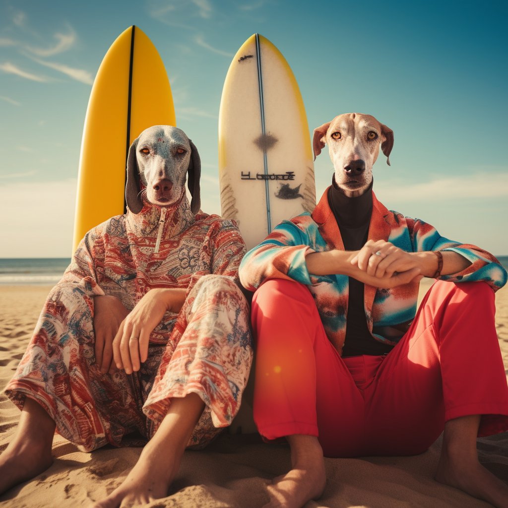 Splashing Canine Style:  Custom Print Surfing Wall Art