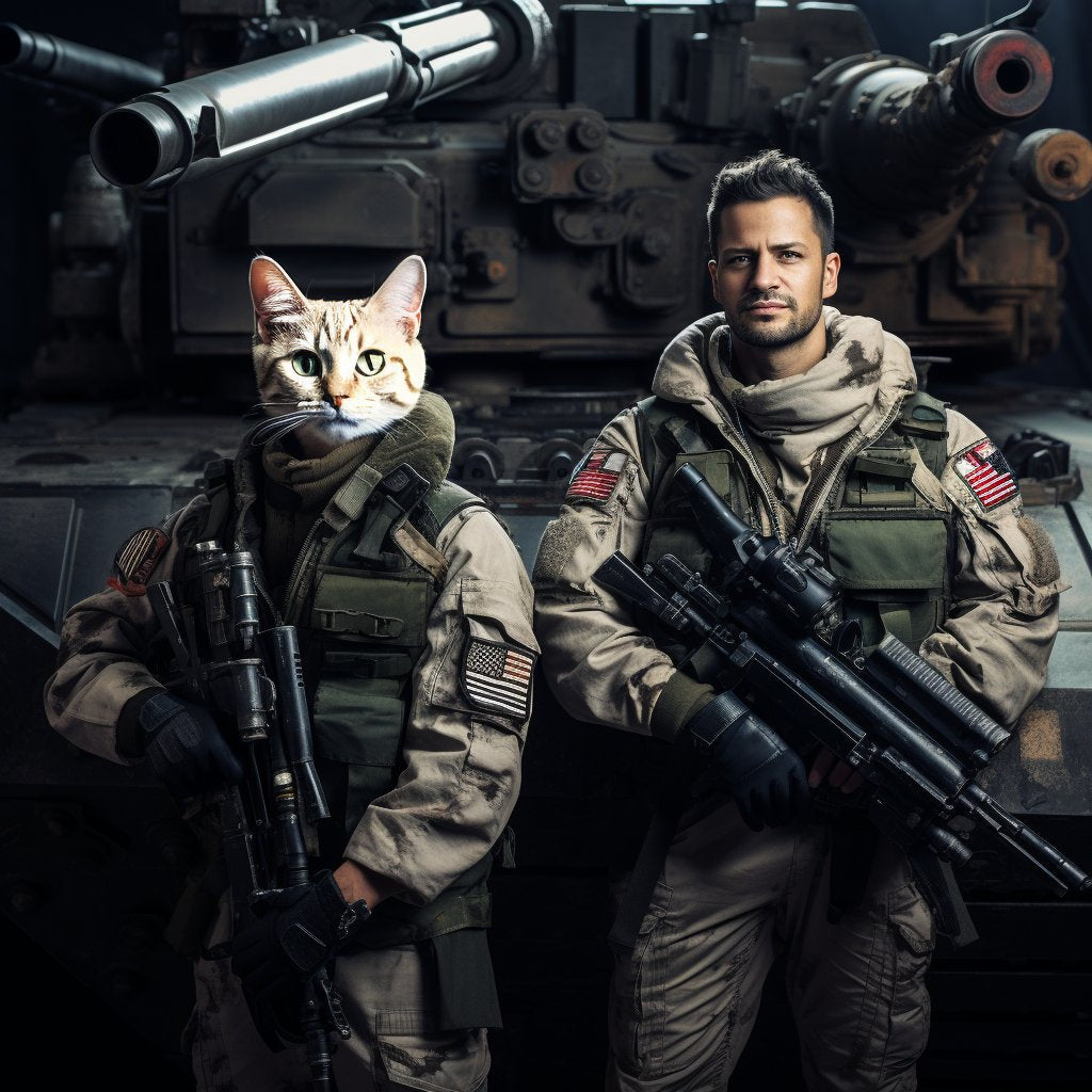 Ethereal Guardian:  Armored Vigil in White Dog Painting