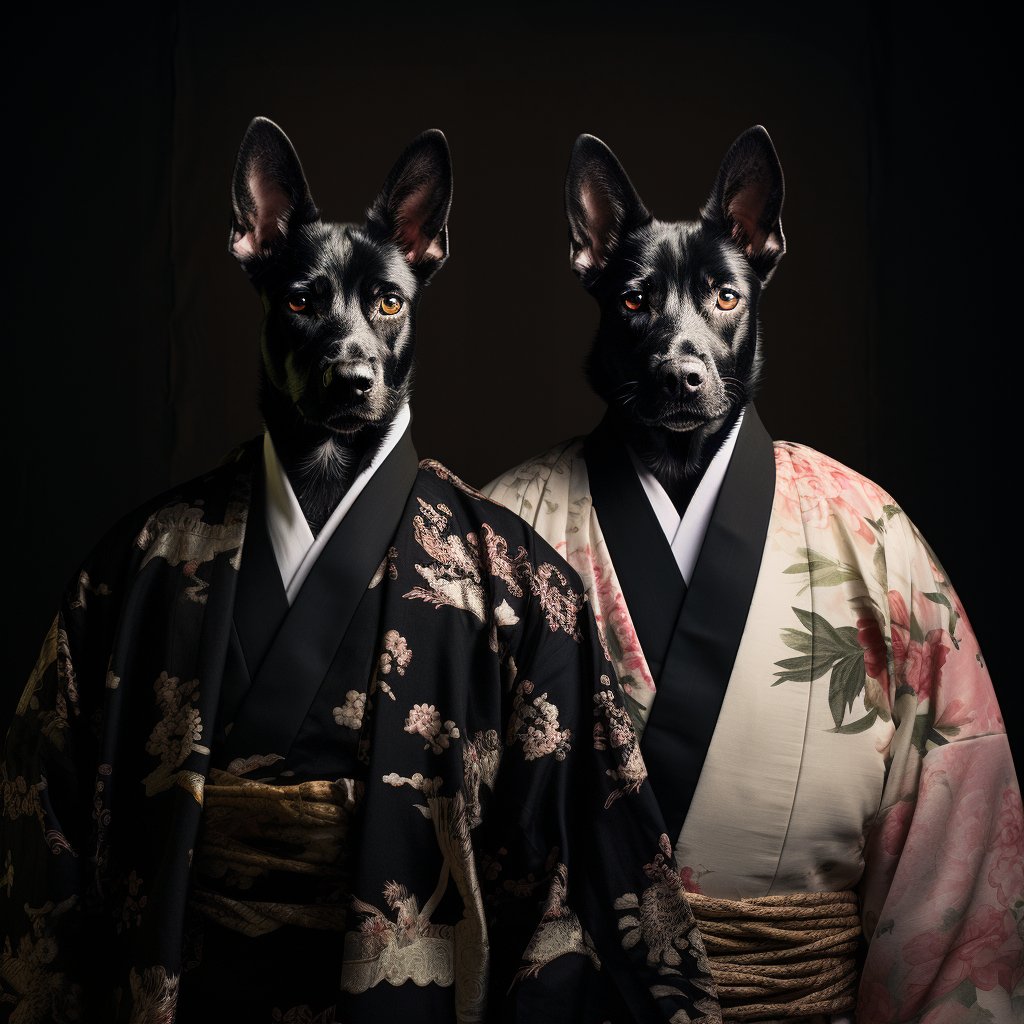 Regal Canine Reverie: in a Portrait of Charles V with a Japanese Twist