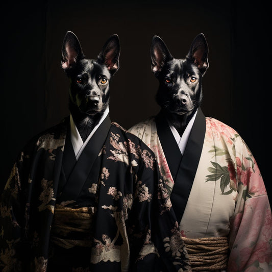Regal Canine Reverie: in a Portrait of Charles V with a Japanese Twist