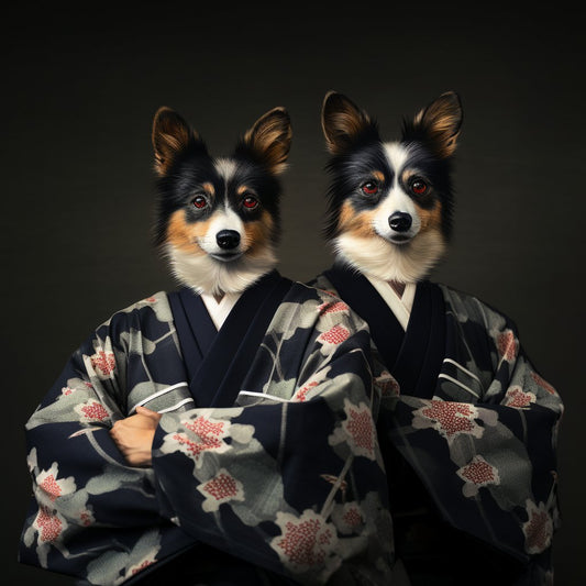 Victorian Elegance:'s Japanese-themed Pet Portraits in a Regal Setting