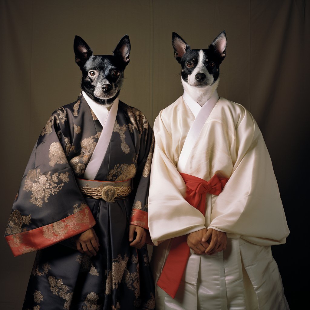 Canine Realism:'s Japanese-themed Realistic Dog Portrait