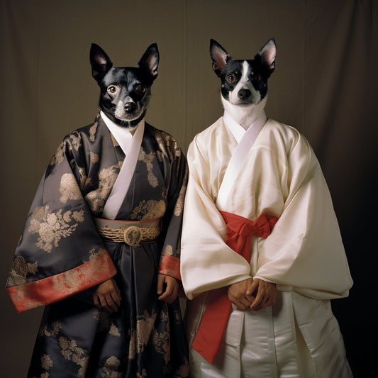 Canine Realism:'s Japanese-themed Realistic Dog Portrait