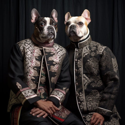 Timeless Canine Wisdom: Old World Japanese Dog Portraits