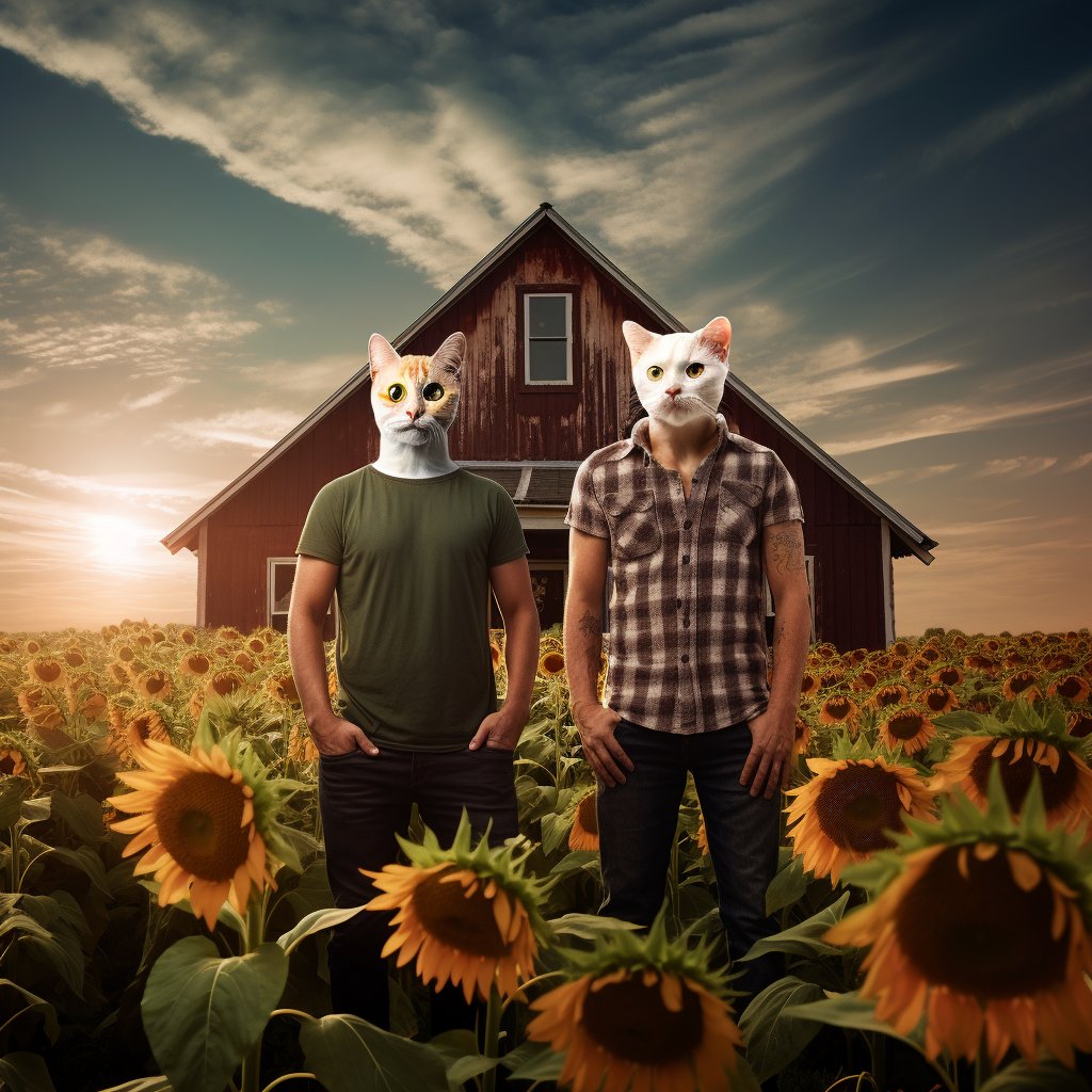 Sketching Labor of Love:  Farming Duo in Line Drawing