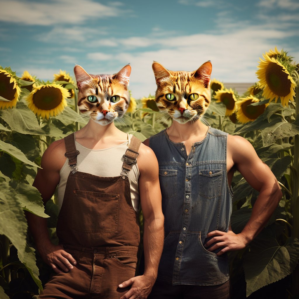 Oil-Brushed Harvest:  Farming Duo in Majestic Oils