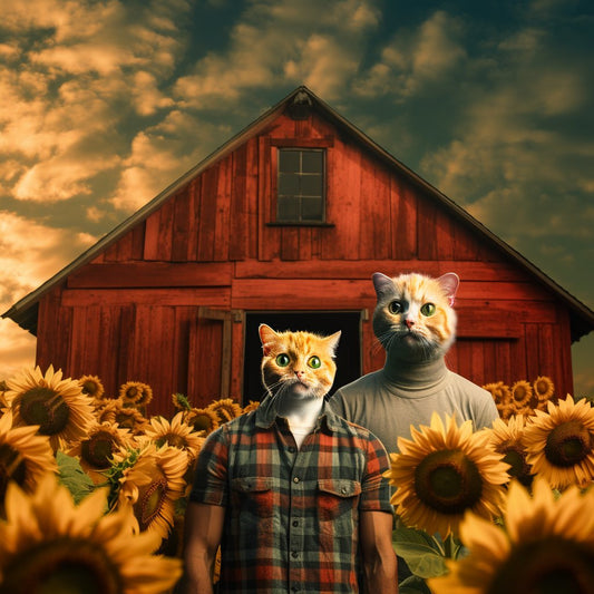 Chewy Chronicles:  Farming Duo in Custom Pet Portraits