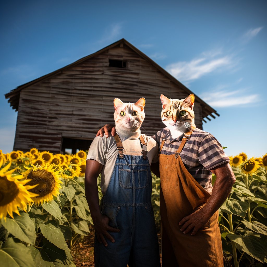 Etsy's Artisanal Touch:  Farming Duo in Custom Pet Portrait