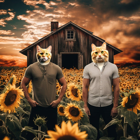 Sunlit Labor of Love: Watercolor Dog Portrait in Harvest Fields