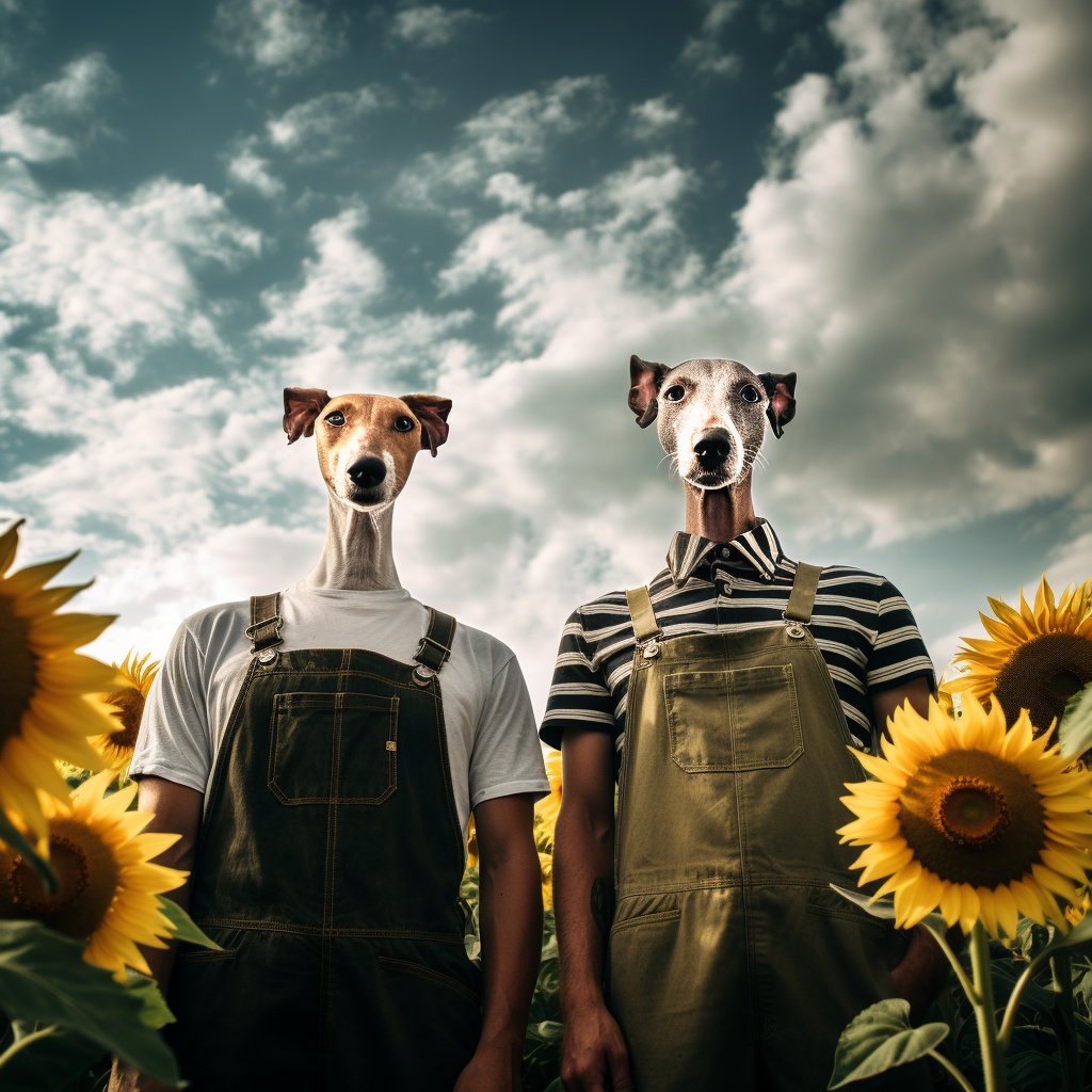 Double Delight:  Cat and Dog Portraits in Sunflower Fields
