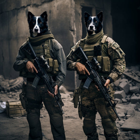 Vibrant Valor:  Colorful Canine Combat Portrait