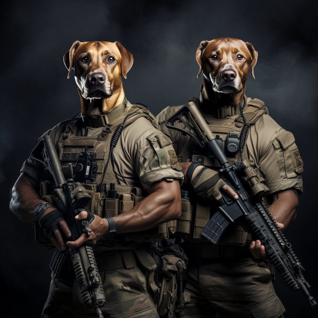 Ornamental Valor:  Combat-Inspired Pet Portrait